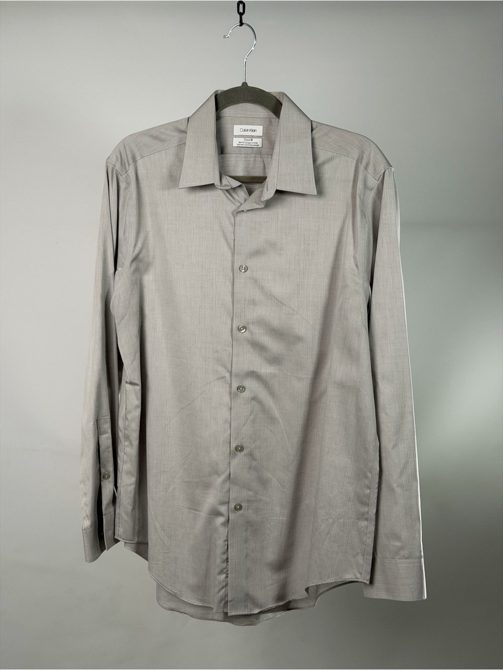 Calvin Klein Men's Gray Button-Up Dress Shirt